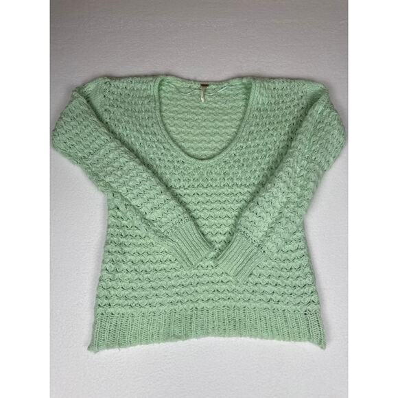 NWOT Free people crashing waves wool blend mint sweater womens S - Picture 2 of 9